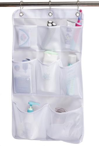 KIMBORA 8-Pocket Mesh Shower Caddy with 3 Rings
