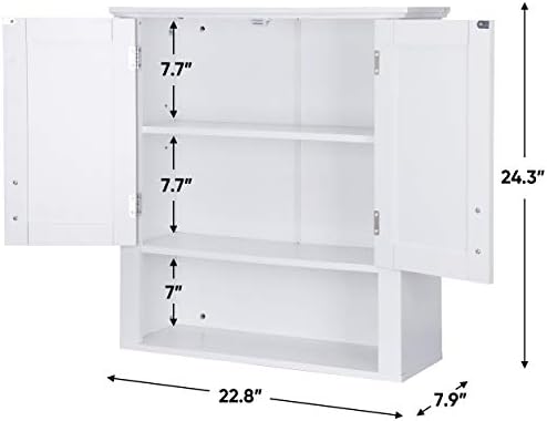 Saicool Wooden Medicine Cabinet with 2-Doors and 1-Shelf