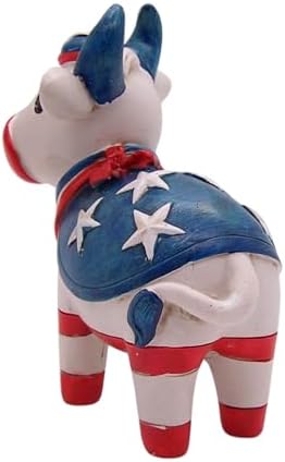 Patriotic Cow with Flag Figurine 5-Inch Home Decor