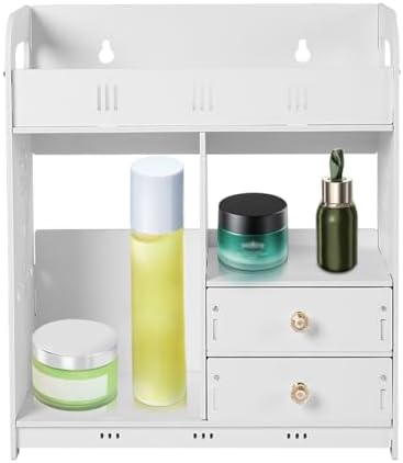CAIHAOA Bathroom Wall Mount Cabinet with 2 Drawers and 2 Storage Areas