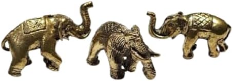 Thai Sawasdee Gold Elephant Statues Set of 3