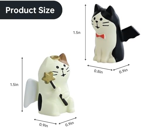 2Pcs Cute Mini Cat Figurine for Office Home Decor