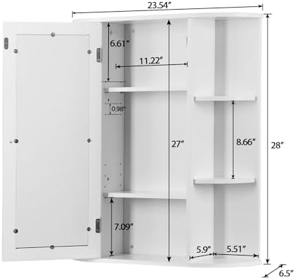 ZENY Bathroom Cabinet with Adjustable Shelves and Mirror