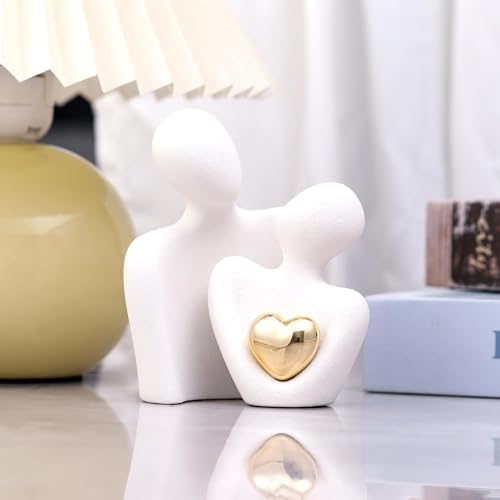 White Ceramic Hugging Couple Love Sculpture 315