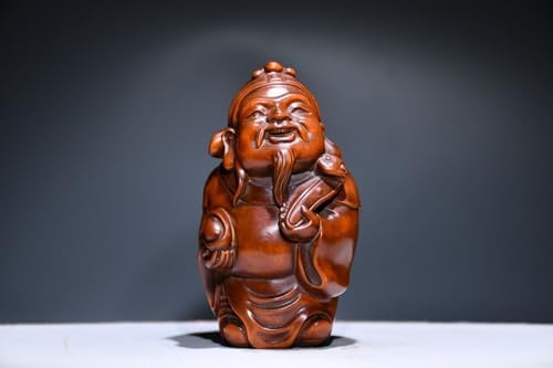 LimpaC Handmade Boxwood Wealth God Statues Decorative Home Decor