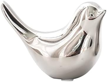 Silver Plated Ceramic Bird Statues for Home Decor