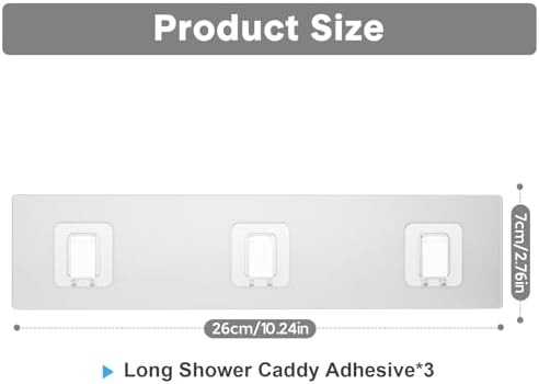 Lsnisni 3 Pack Shower Caddy Adhesive Hooks Clear Waterproof No Drilling