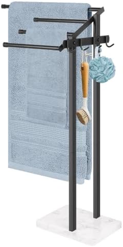 HarJue 36 H Towel Rack with Marble Base and Hooks