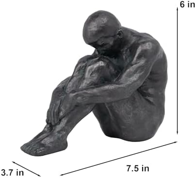 Guichifun Resin Bronze Sitting Man Statue Home Decor