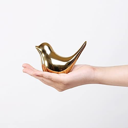 Nudsfuii Gold Ceramic Bird Ornament Sculpture