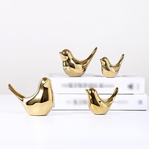 Nudsfuii Gold Ceramic Bird Ornament Sculpture