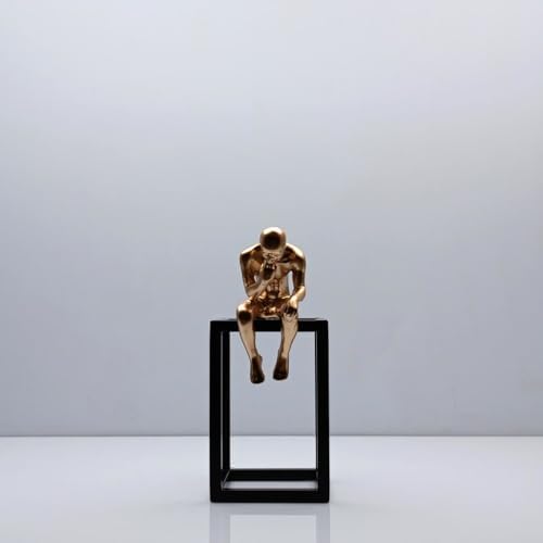 Thinker Figurine Magnetic Metal Plate Black Gold 38cm