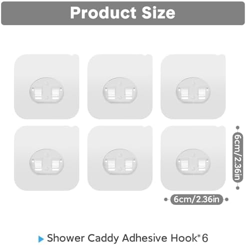 Shower Caddy Adhesive Replacement 6pcs Strong Hooks for Bathroom Storage
