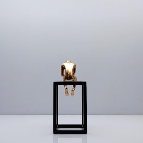 Thinker Figurine Magnetic Metal Plate Black Gold 38cm