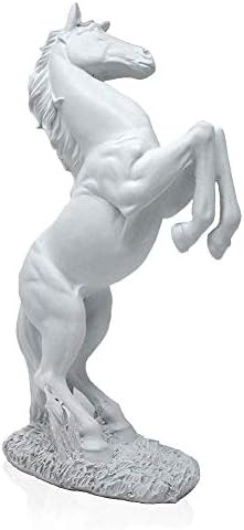 Lependor White Standing Horse Resin Statue Home Decor