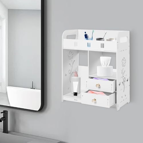 CAIHAOA Bathroom Wall Mount Cabinet with 2 Drawers and 2 Storage Areas
