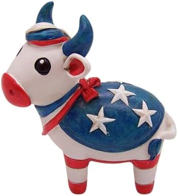 Patriotic Cow with Flag Figurine 5-Inch Home Decor
