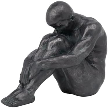 Guichifun Resin Bronze Sitting Man Statue Home Decor