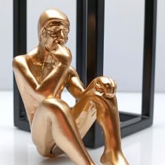 Thinker Figurine Magnetic Metal Plate Black Gold 38cm
