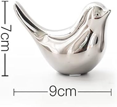 Silver Plated Ceramic Bird Statues for Home Decor