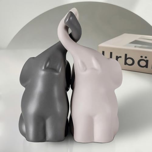 Ceramic Elephant Couple Ornament Set of 2