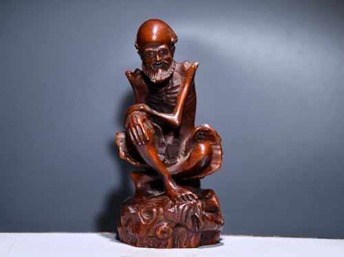 Handmade Boxwood Dharma Statue for Home Decor