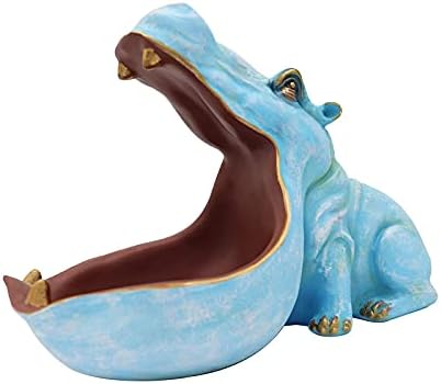 aboxoo Hippo Statue Resin Candy Dish Key Bowl Storage Box