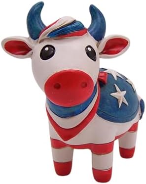 Patriotic Cow with Flag Figurine 5-Inch Home Decor