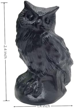 Natural Obsidian Owl Skull Figurine Decoration