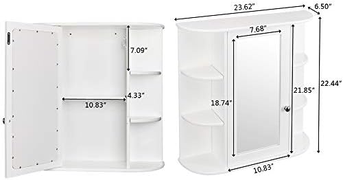 Volowoo Wall Mounted Mirror Cabinet with 3-Tier Storage