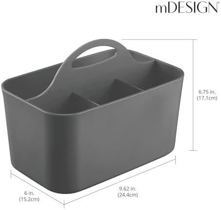 mDesign Dark Gray Shower Caddy with Handle