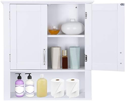Saicool Wooden Medicine Cabinet with 2-Doors and 1-Shelf