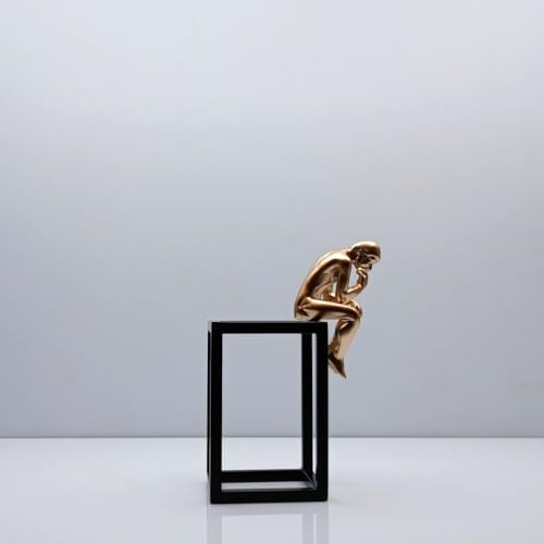 Thinker Figurine Magnetic Metal Plate Black Gold 38cm