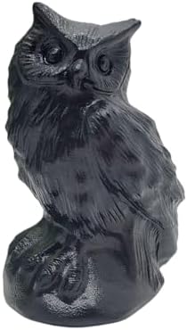 Natural Obsidian Owl Skull Figurine Decoration