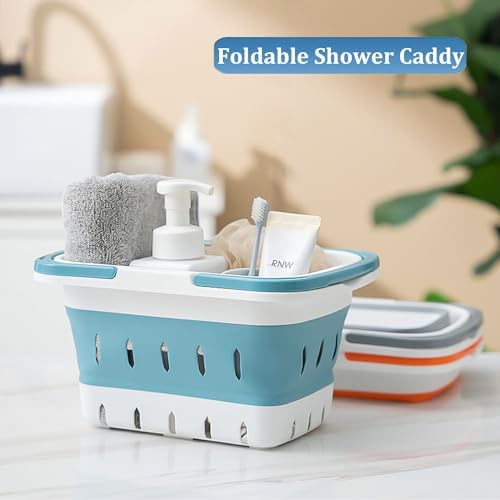Haundry Foldable Shower Caddy Basket with Handles - Blue