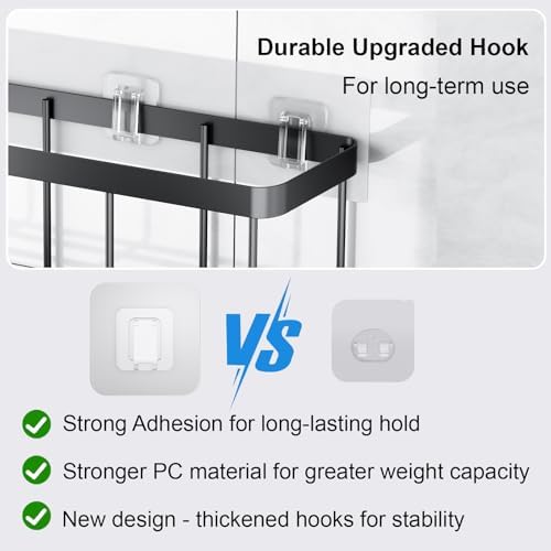 Lsnisni 3 Pack Shower Caddy Adhesive Hooks Clear Waterproof No Drilling