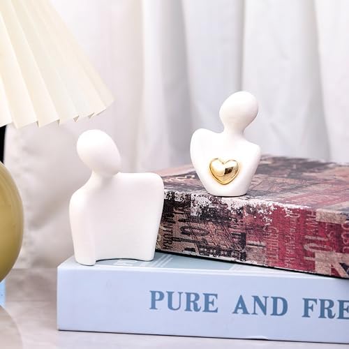 White Ceramic Hugging Couple Love Sculpture 315