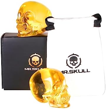 MRSKULL Yellow Glass Crystal Skull Decor Statue