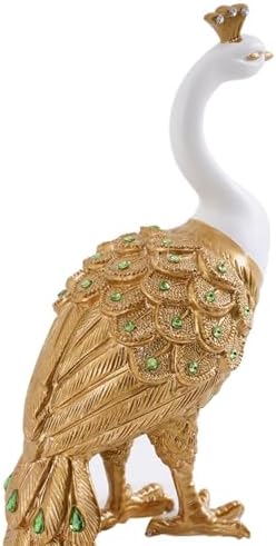 Homary 276 Peacock Statue White Gold Resin Sculpture
