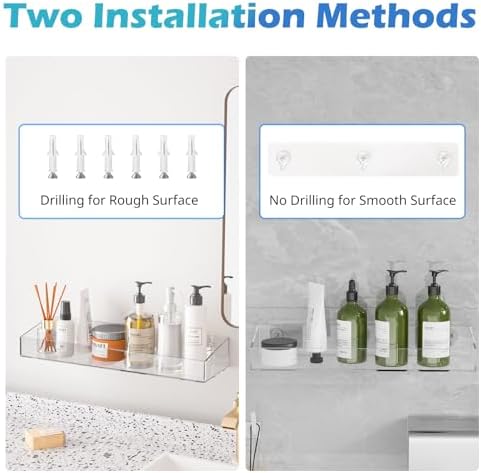 Durmmur 2Pack Acrylic Shower Shelves No Drilling