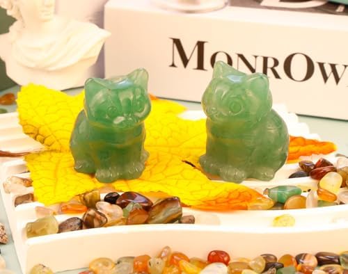 DUQGUHO Green Aventurine Cat Crystal Figurine - Lucky Desk Decor 1PC