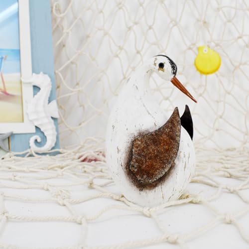 Wooden Seabird Sculpture Nautical Decor Statue