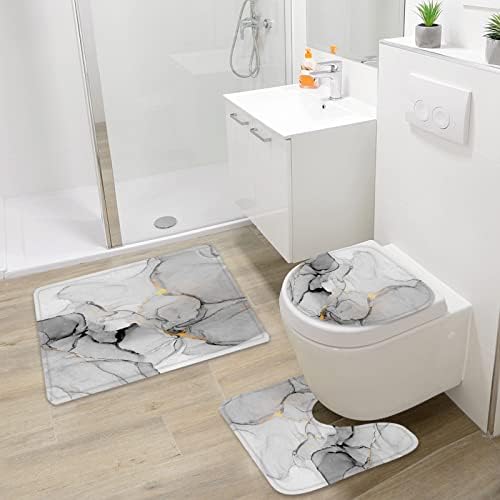 Gibelle 4 Pcs Grey Marble Bathroom Accessory Set