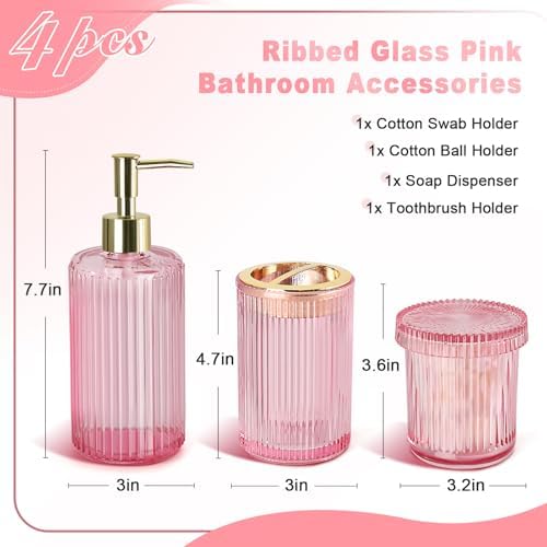 RYTOXILO Pink Bathroom Accessory Set 4 Pack 1