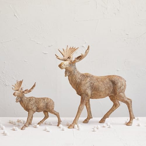 Creative Co-Op Resin Standing Moose with Antique Gold Finish