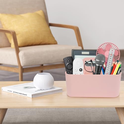 Pink Plastic Shower Caddy with 5 Grids and Handle