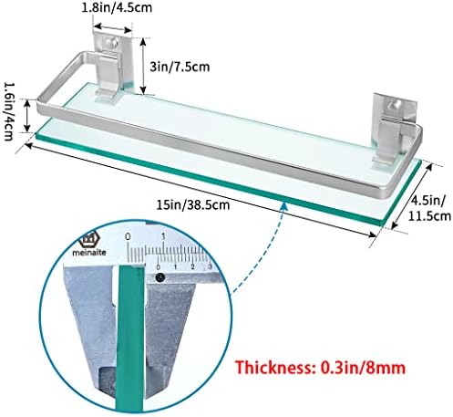 Sanbege 2-Pack Tempered Glass Shelf with Rail