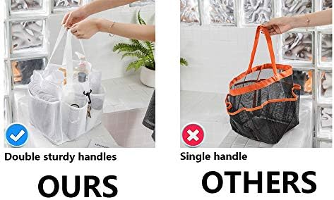 ALYER Mesh Shower Caddy Basket with Large Compartment and 6 Deep Pockets