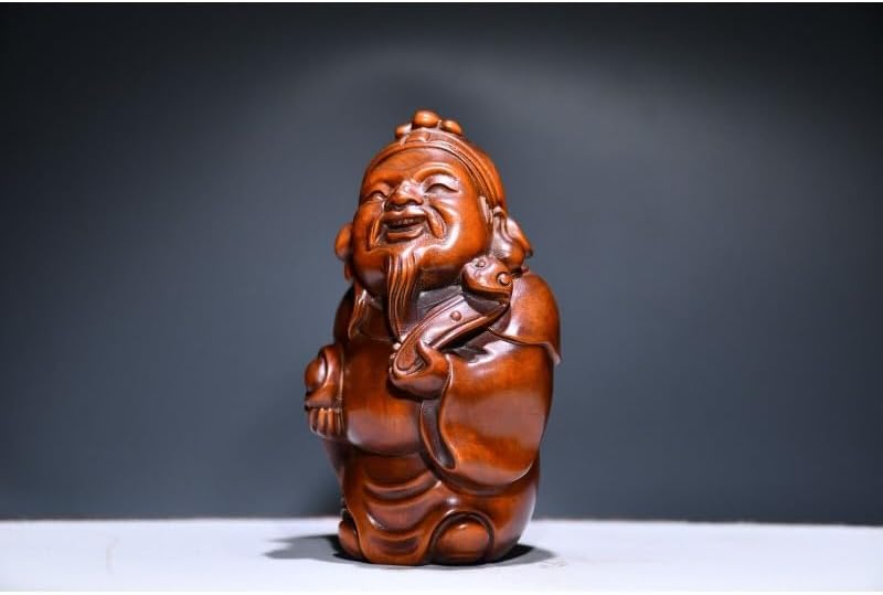 LimpaC Handmade Boxwood Wealth God Statues Decorative Home Decor