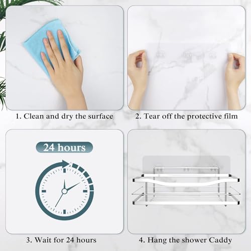 EAGMAK 4 Pack Transparent Shower Caddy Adhesive